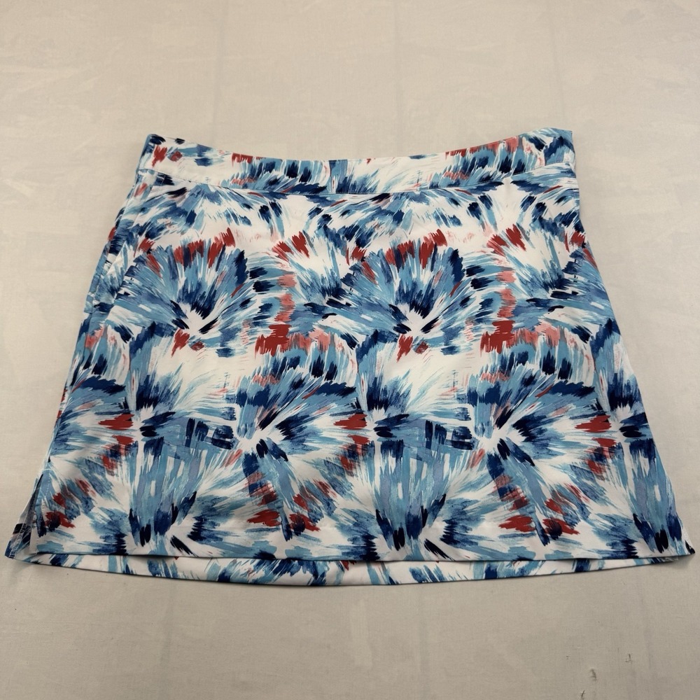 IZOD Golf Womens Size 14 Blue White Red Abstract Print Skort Athletic Tennis